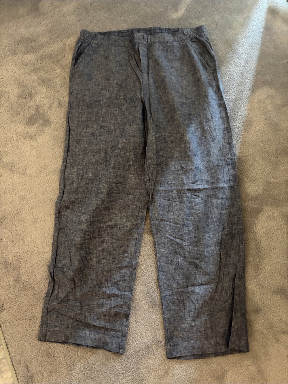 Women’s Linen-Blend Casual Pants - Denim Blue